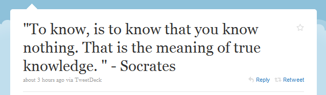 Philosophy quote from Socrates on knowing nothing